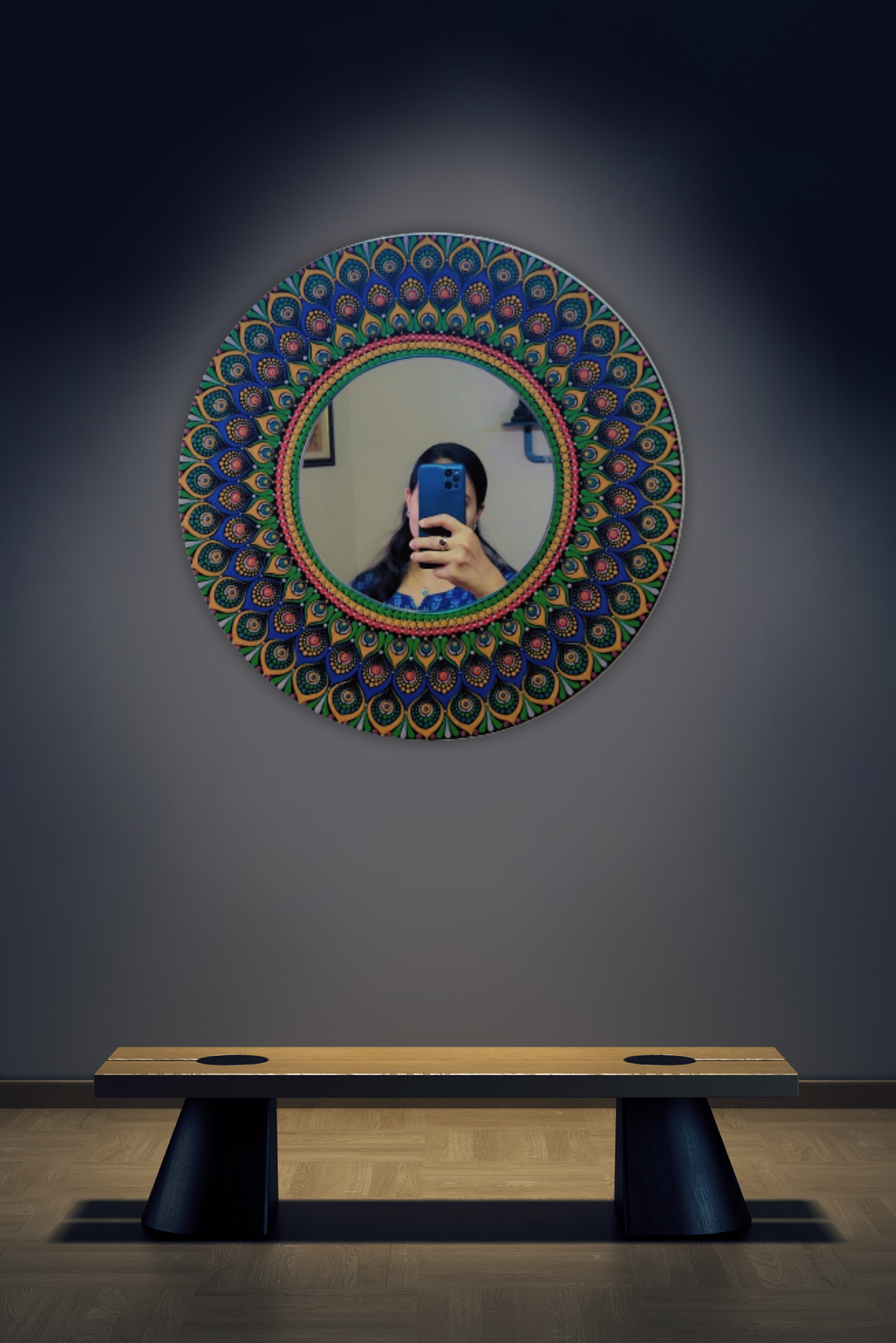 Peacock mandala mirror